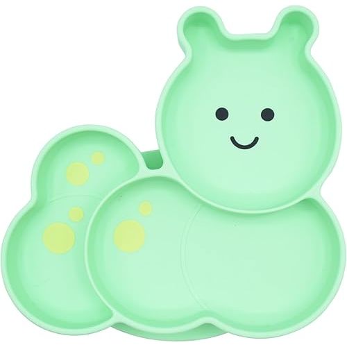 melii Divided Silicone Suction Plate - 100% Silicone, for Baby + Toddlers – BPA Free, Dishwasher & Microwave Safe - Caterpillar