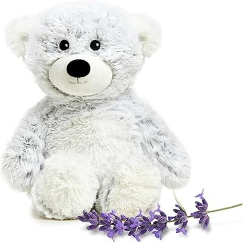 warmies Microwavable & Weighted Stuffed Animals, Gray Bear - Heated Stuffed Animal Plushie for Warmth & Comfort - Cute Soft Plush Toys for Adults & Children (Boys, Girls, Babies & Toddlers)