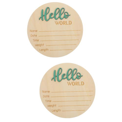Set of 2 Newborn Stuff Wooden Circular Baby 15.00X15.00X0.50CM Green