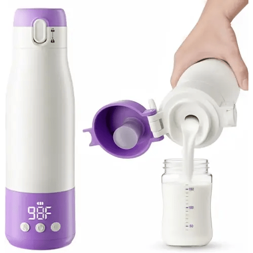 Portable Bottle Warmer for Travel, 3 Min Quick Heating with 12oz Capacity, SUS 316 Steel, 9000mAh Battery, Timer, Travel Bottle Warmer On The Go for Breastmilk or Formula, Charge Fully Before Use