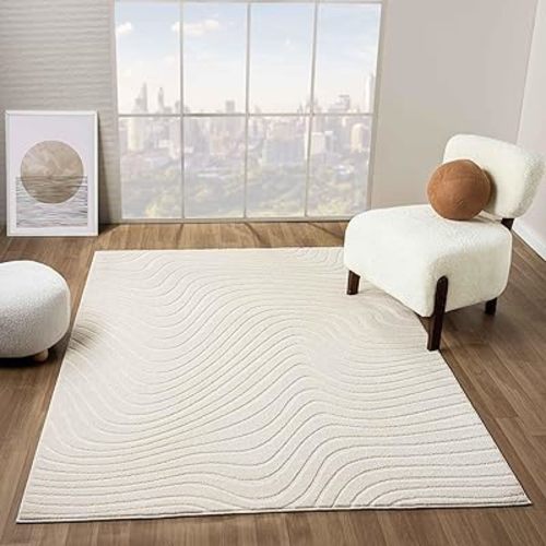 LUXE WEAVERS Grayson Collection 5930 Cream 6x9 Modern Abstract Area Rug