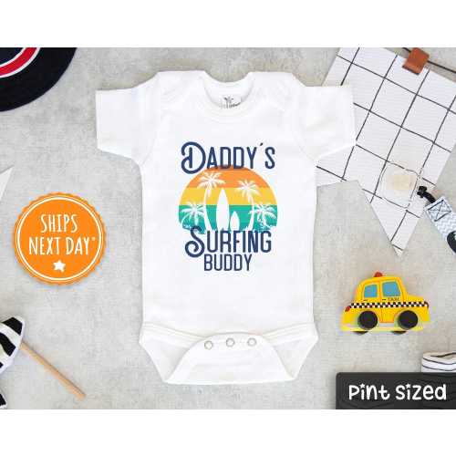 Daddy's Surfing Buddy Baby Onesie® -  Cute Future Surfer Baby Onesie® - Surfing Bodysuit