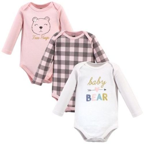Hudson Baby Infant Girl Cotton Long-Sleeve Bodysuits, Girl Baby Bear, 3-6 Months