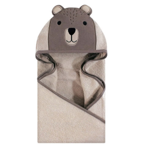 Hudson Baby Unisex Baby Cotton Animal Face Hooded Towel, Modern Bear, One Size