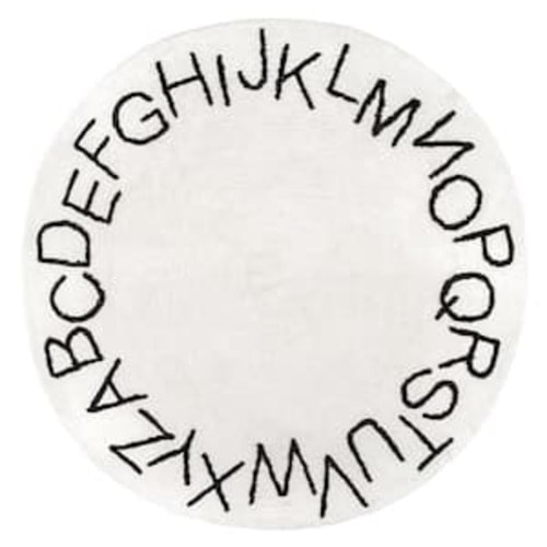 Kids Washable Round Alphabet Ivory 6 ft. x 6 ft. Indoor Area Rug