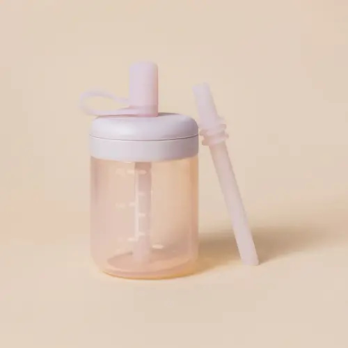 Silicone Training Cup with Straw - Soft Lilac