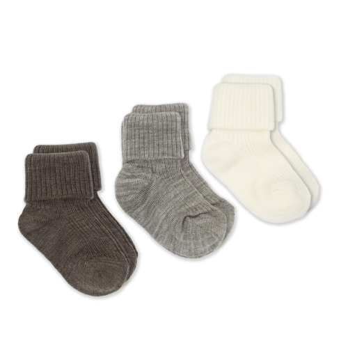Wool Socks, Baby and Toddler, Brown-Gray & White
