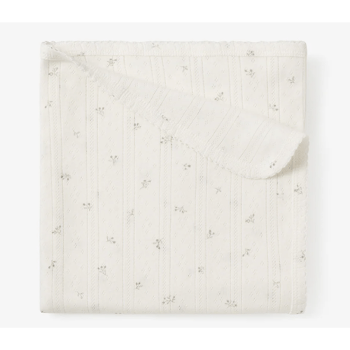 White Floral Organic Cotton Pointelle Baby Blanket