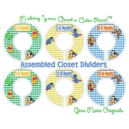 Baby Closet Dividers Winnie the Pooh Boy Girl Nursery Shower Gift Clothes Organizers New Baby Gift Christmas Gift (Your Choice of Colors)