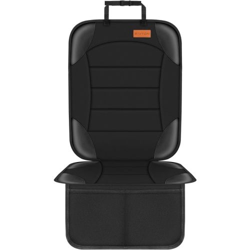 Car Seat Protector for Child Car Seat,Waterproof Car Seat Cover for Leather and Fabric Seats, 2 Mesh Pockets, Non-Slip Bottom,Thick Padding Cushion