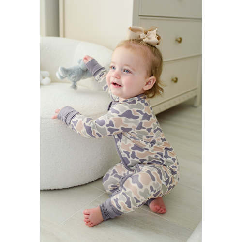 Convertible Zip Romper in Camo Cutie | Caden Lane