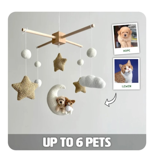 Pet Moon Brown | Custom Crochet Pet Nursery Baby Mobile – My Dollfy