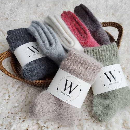 Fuzzy Fluffy Angora Wool Socks – Lightweight, Warm & Cozy Plain Knit Winter Socks, Christmas Gift Idea
