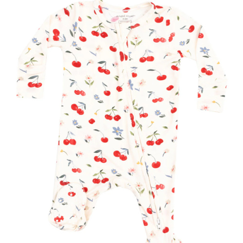 2-Way Zip Footie, Watercolor Cherries – SpearmintLOVE