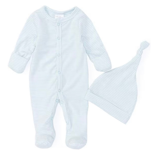 Starting Out Baby Boys Long Sleeve Stripe Footie Coverall & Knot Hat 2-Piece Set
