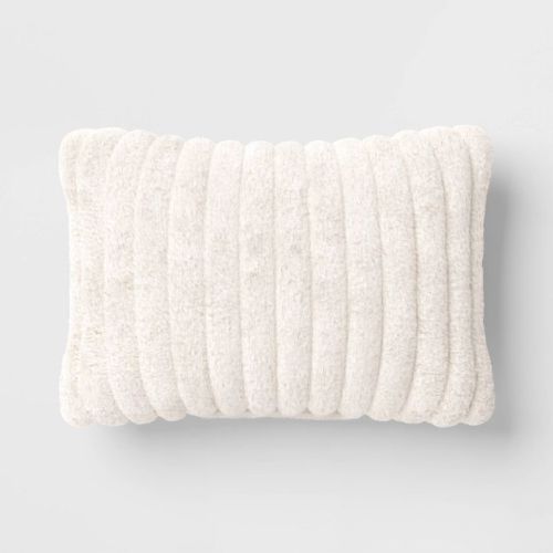Channeled Faux Fur Lumbar Throw Pillow - Room Essentials™