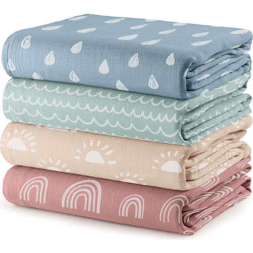 Muslin Swaddle Blankets, 4 Pack