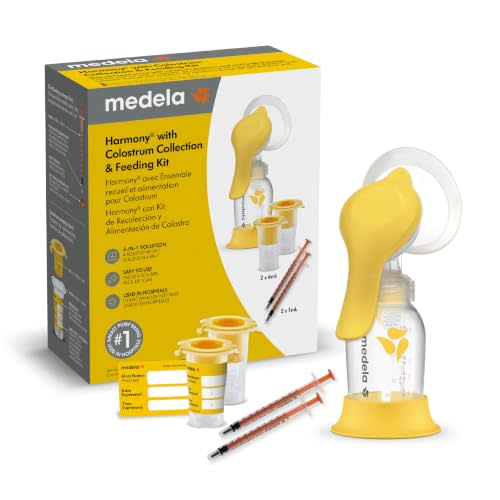 Medela Harmony Manual Breast Pump with Colostrum Collection and Feeding Kit, 4-in-1 Solution, Collect, Store, Feed, and Pump, Includes Colostrum Collectors and Feeding Syringes