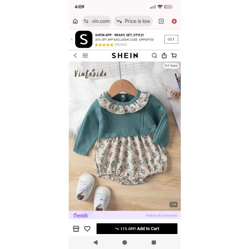 SHEIN Vintaside Kids Baby Girl Floral Print Ruffle Trim 2 In 1 Knit Bodysuit | SHEIN USA