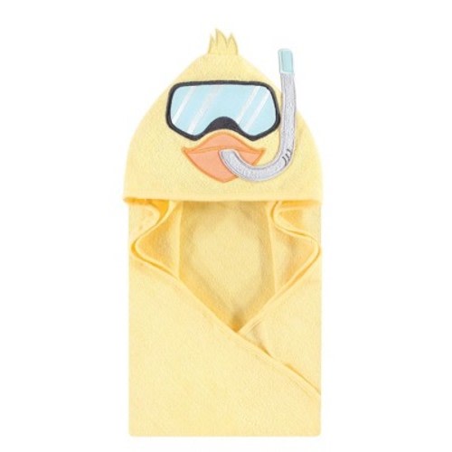 Hudson Baby Infant Cotton Poly Animal Face Hooded Towel, Scuba Duck, One Size