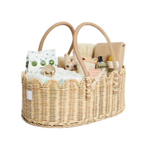 Baby Diaper Caddy Organizer "POPPY" Handmade & Natural by BEBE BASK® – BEBE BASK