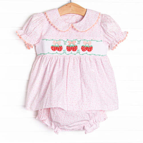 Strawberry Bundles Smocked Diaper Set, Pink – Stitchy Fish