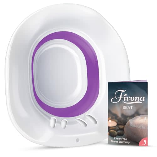 Fivona Sitz Bath for Toilet Seat Postpartum and Hemorrhoids Care - Yoni Steam Seat - Foldable Basin for Epsom Salt Soak - Portable Bidet BPA Free Temperature Resistant - Universal Fit - Purple