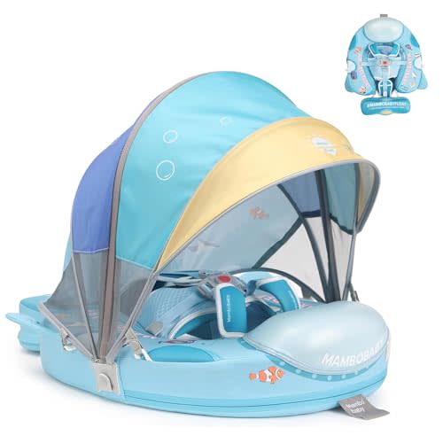 Upgread Mambobaby Float, Baby Floats with Canopy for Waist Swimming Ring Non-Inflatable Pool Floats with Adjustable Safety Strap &Upgrade Add Tail for Infant Toddler 3-24 Months (Submarine)