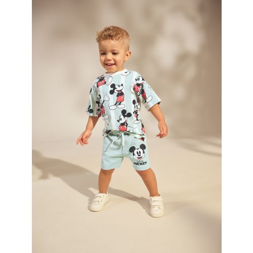 Sage Green Mickey Mouse T-Shirt and Shorts Set (3mths-8yrs)