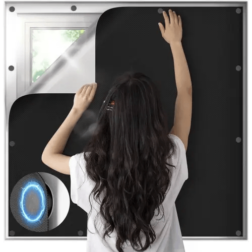 Magnetic Blackout Window Cover, 100% Blackout Shades for Bedroom No Drill Black Out Window Blind Temporary Shades for Nursery Removable Black Out Curtains for RV, Media Room 57x79 inch