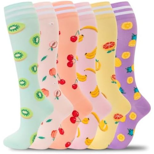 fenglaoda Compression Socks for Women Men Support Circulation 6 Pairs Socks For Nurse, Travel, Flight