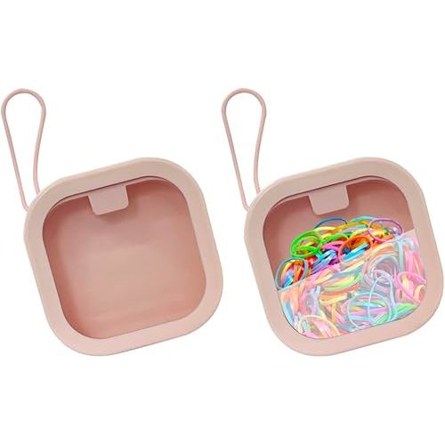 2 Pack Hair Tie Organizer Boxes，Portable Travel Hair Accessory Storage Organizer for Girls Womens Hair Tie , Cotton Swab ,Small Items Accessories Holder Containers
