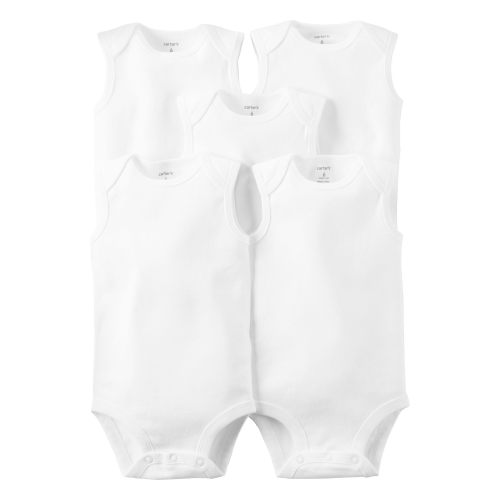 Baby 5-Pack Sleeveless Bodysuits - White | Carter's