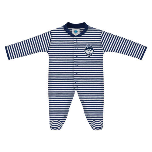 UConn Huskies Striped Footed Romper | College Baby