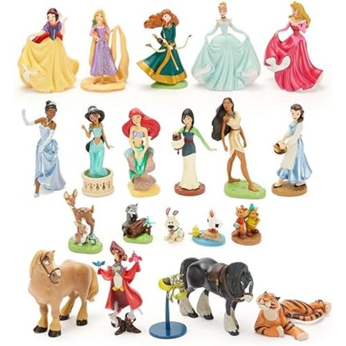 Disney Store Official Disney Princesses & Furry Friends Mega Figure Set - 20 Fully Sculpted Figurines - Includes Snow White, Cinderella, Aurora, Belle & More - Perfect for Fans of Princess Toys
