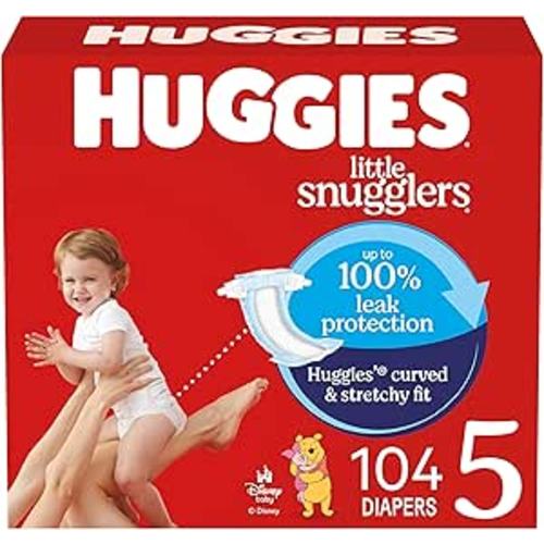 Huggies Size 5 Diapers, Little Snugglers Baby Diapers, Size 5 (27+ lbs), 104 Count, Packaging May Vary