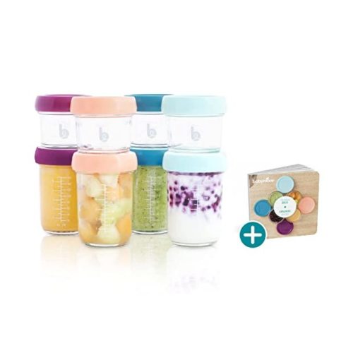 Babymoov Glass Food Storage Containers, 8 Pieces, 4oz & 8oz