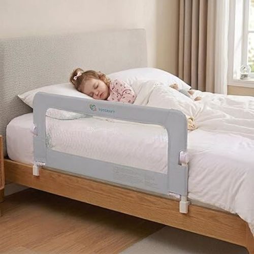 TotCraft Bed Safety Rails for Toddlers - Bed Rail Guard for Queen, King, Full Szie, Twin Mattress Bed (White, 35.5W*23.5H Inch (Regular Extra Tall))