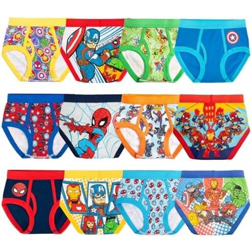 Marvel Boys' Toddler Exclusive 12-pk Unboxing Spiderman & Superhero Friends Briefs Perfect for Gifting & Potty Training
