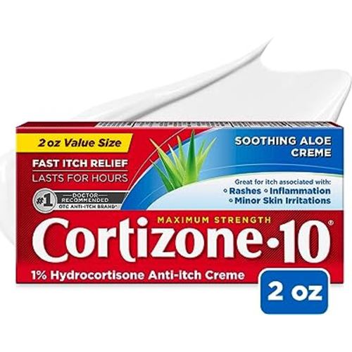 Cortizone 10 Maximum Strength Anti-Itch Cream with Soothing Aloe, 1% Hydrocortisone Creme, 2 oz.