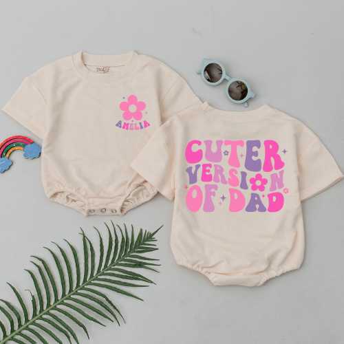Cuter Version of Dad Personalized Baby Romper First Father's Day Gift Wavy Daddy's Girl Bodysuit Trendy Retro Groovy Style