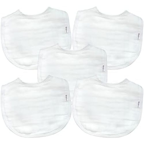 Green Sprouts Absorbent Organic Cotton Muslin Bibs, 5-Pack - White