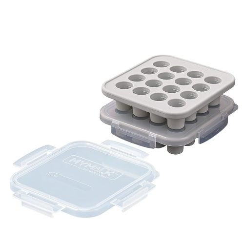 Amazon.com: MyMilk by Souper Cubes Half-Ounce Silicone Tray - Freeze and Store Breast Milk and Baby Food - 2 pack - fits any baby bottle (Gray): Home & Kitchen