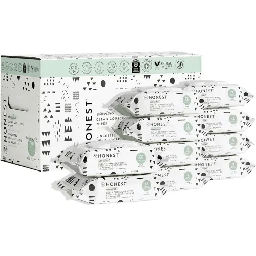 The Honest Company Clean Conscious Unscented Wipes | Over 99% Water, Compostable, Plant-Based, Baby Wipes | Hypoallergenic for Sensitive Skin, EWG Verified | Pattern Play, 720 Count