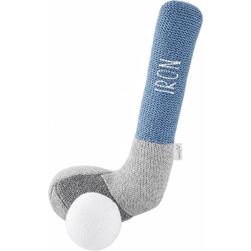 Mud Pie Children's Goft Knit Rattle, Blue Iron Club