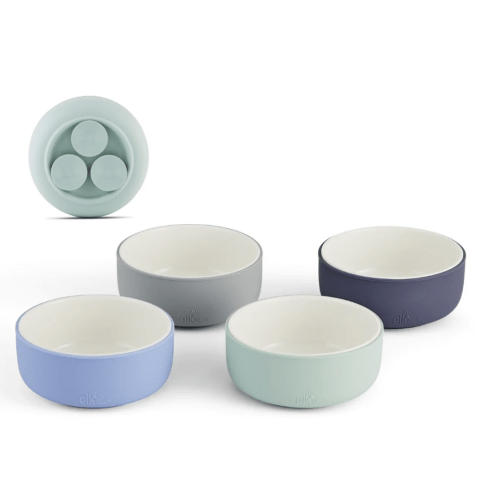 Porcelain Bowl with Silicone Suction Sleeves