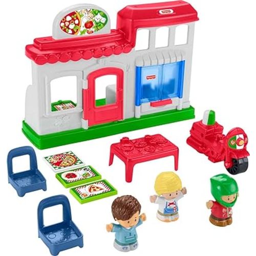 Fisher-Price Little People Toddler Playset We Deliver Pizza Place Toy Restaurant with Figures & Accessories for Ages 1+ Years