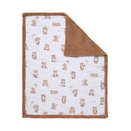 Cotton Jersey Blanket W/ Ultra Soft Plush Lining - Cuddly Bear