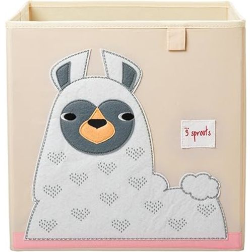 3 Sprouts Toy Storage Cube Bin, Foldable Storage Box, Llama
