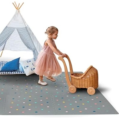 Soft Non-Toxic Baby Play Mat XXL, Toddler Playmat, Colorful Jigsaw Puzzle PlayMat, Tiles 24 x 24 Foam Floor Mats for Kids & Babies | EVA Foam Interlocking Tiles for Nursery, Playroom (Grey 9 PCS)